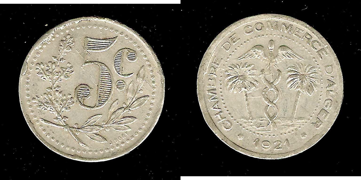 Algeria 5 centimes 1921 gVF
